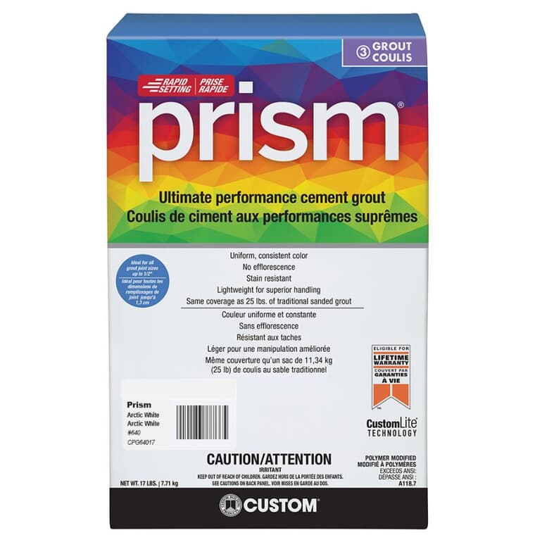 Prism Ultimate Performance Cement Grout - #640 Arctic White, 17 lb