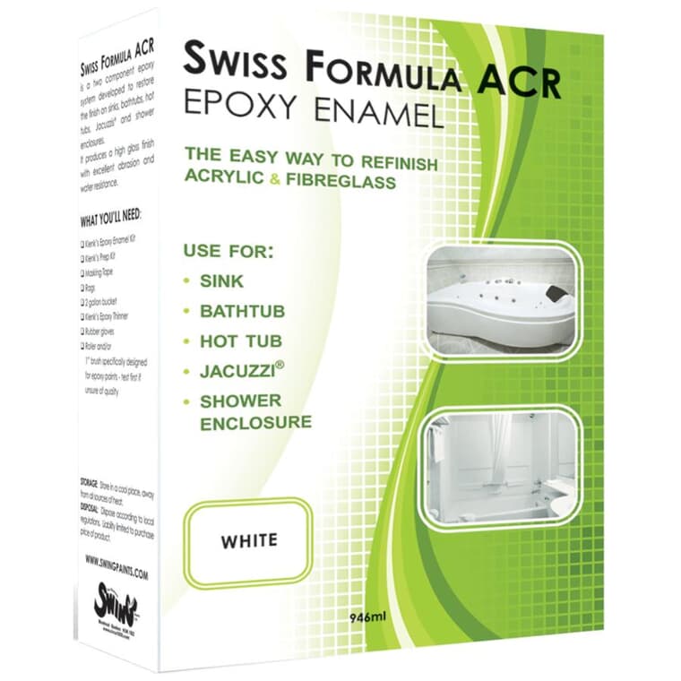 Swiss Formula ACR Epoxy Enamel Paint - White, 946 ml