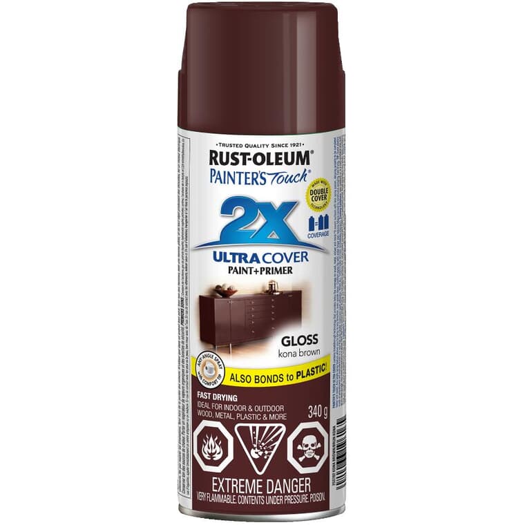 Painter's Touch 2X Ultra Cover Spray Paint - Gloss Kona Brown, 340 g