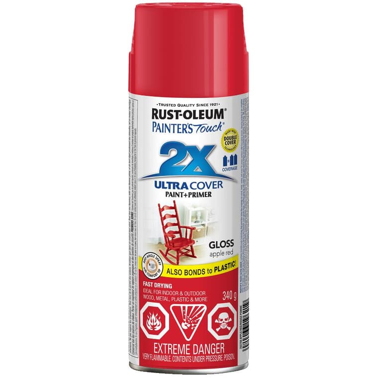 Painter's Touch 2X Ultra Cover Spray Paint - Gloss Apple Red, 340 g