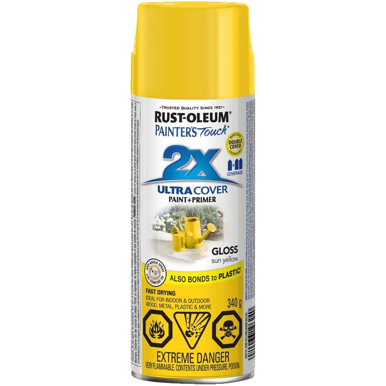 Painter's Touch 2X Ultra Cover Spray Paint - Gloss Yellow, 340 g