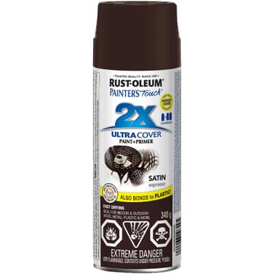 Rust Oleum 340g Painters Touch 2x Espresso Satin Alkyd Paint Home Hardware - Espresso Brown Color Spray Paint