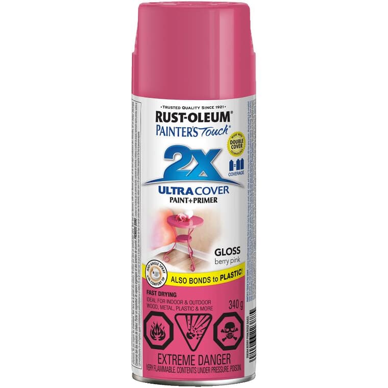 Painter's Touch 2X Ultra Cover Spray Paint - Gloss Berry Pink, 340 g