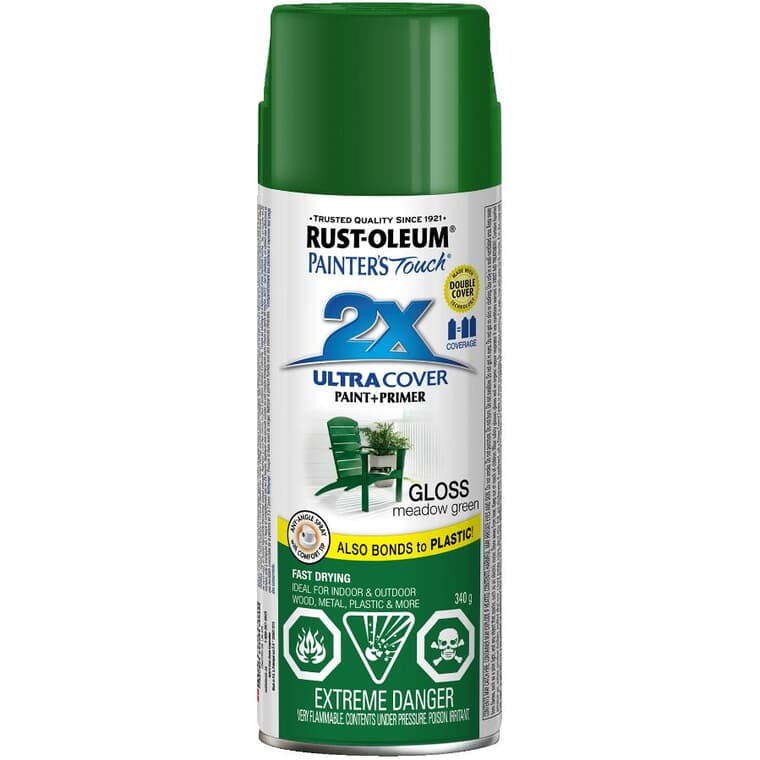 Painter's Touch 2X Ultra Cover Spray Paint - Gloss Meadow Green, 340 g