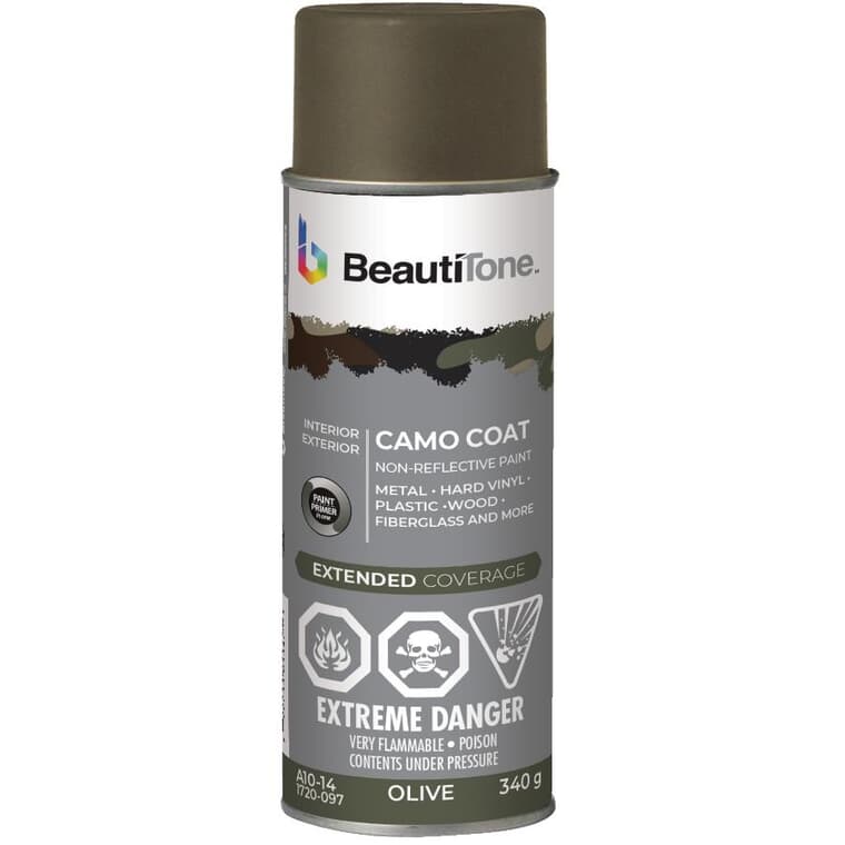 Camo Coat Non-Reflective Spray Paint - Olive Green Camouflage, 340 g