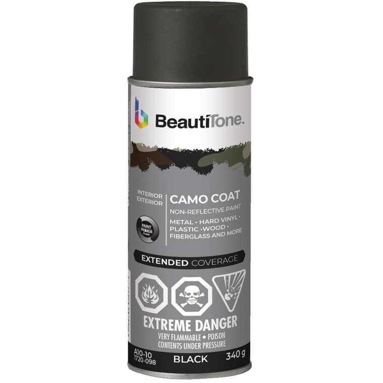 Camo Coat Non-Reflective Spray Paint - Black Camouflage, 340 g