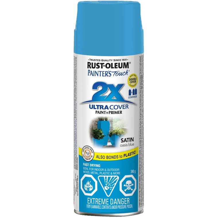 Painter's Touch 2X Ultra Cover Spray Paint - Satin Oasis Blue, 340 g