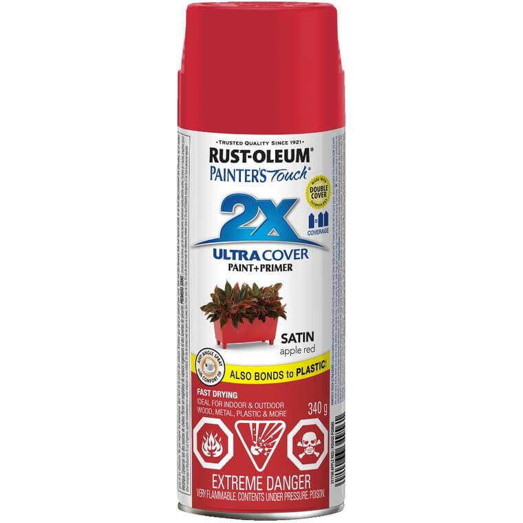 Painter's Touch 2X Ultra Cover Spray Paint - Satin Apple Red, 340 g