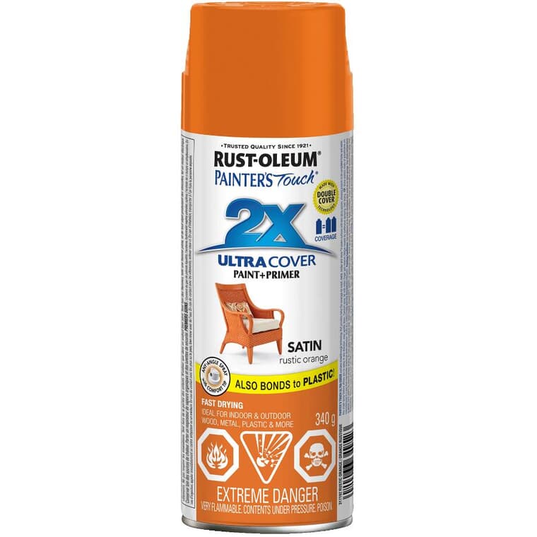 Painter's Touch 2X Ultra Cover Spray Paint - Satin Rustin Orange, 340 g