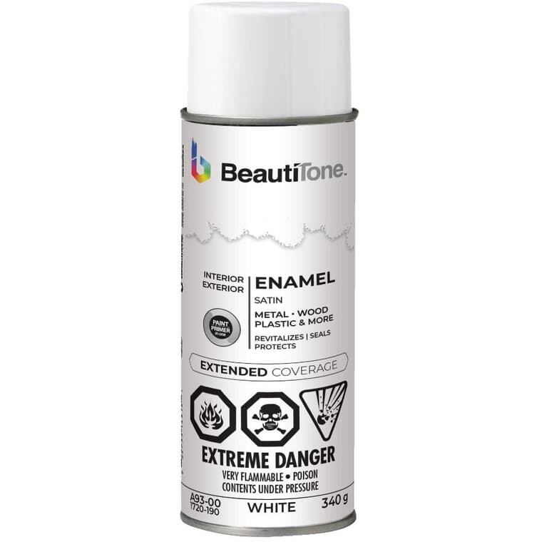 Enamel Interior / Exterior Spray Paint - Satin White, 340 g