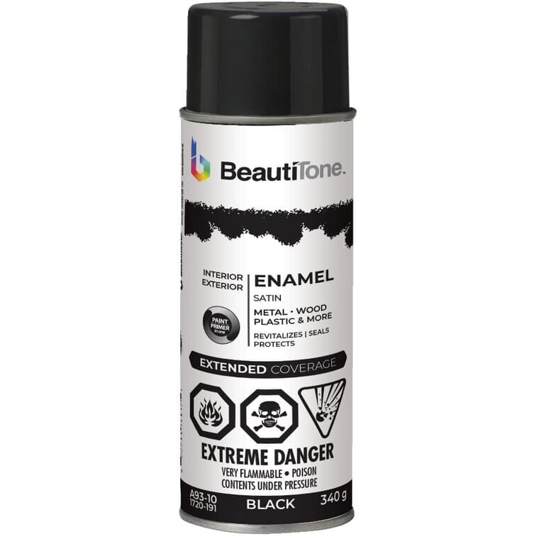 Enamel Interior / Exterior Spray Paint - Satin Black, 340 g