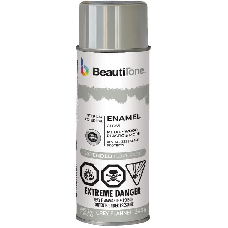 Enamel Interior / Exterior Spray Paint - Gloss Grey Flannel, 340 g