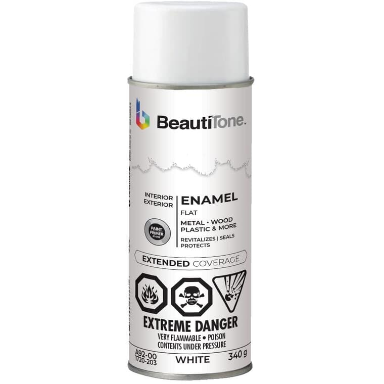 Enamel Interior / Exterior Spray Paint - Flat White, 340 g