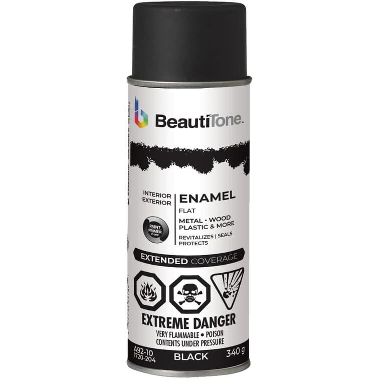Enamel Interior / Exterior Spray Paint - Flat Black, 340 g