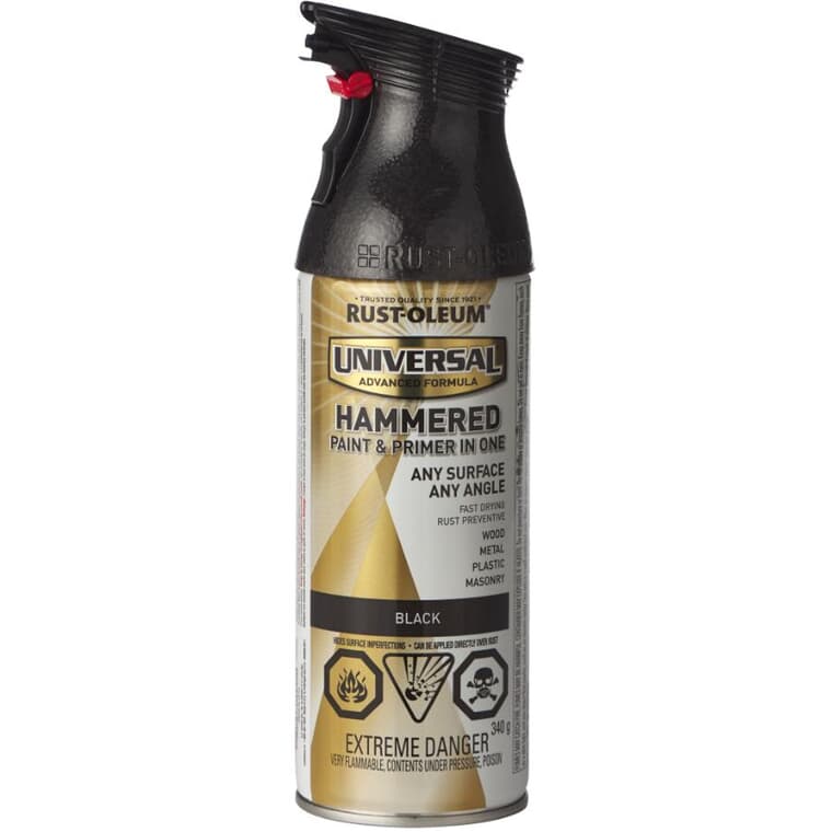 Universal Hammered Spray Paint & Primer - Black, 340 g