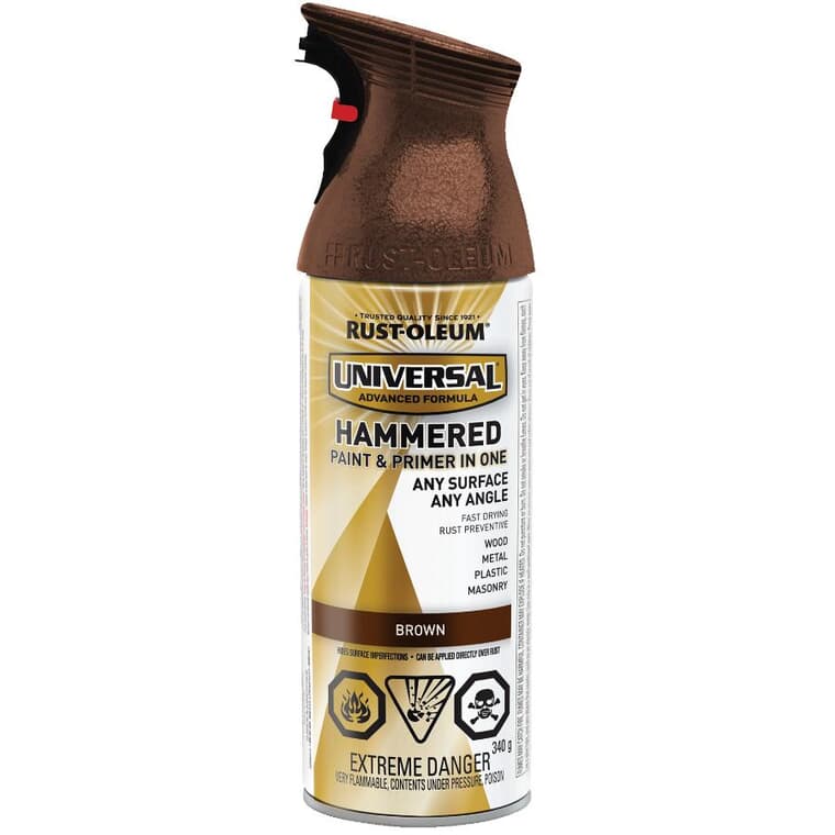 Universal Hammered Spray Paint & Primer - Brown, 340 g