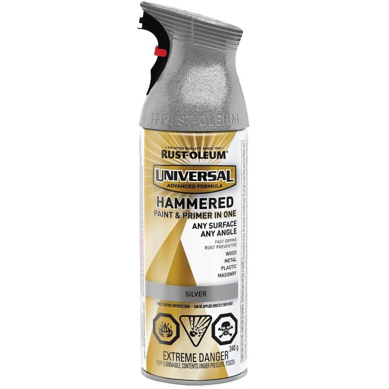 Universal Hammered Spray Paint & Primer - Silver, 340 g