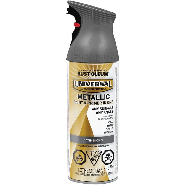 Universal Metallic Spray Paint & Primer - Satin Nickel, 312 g