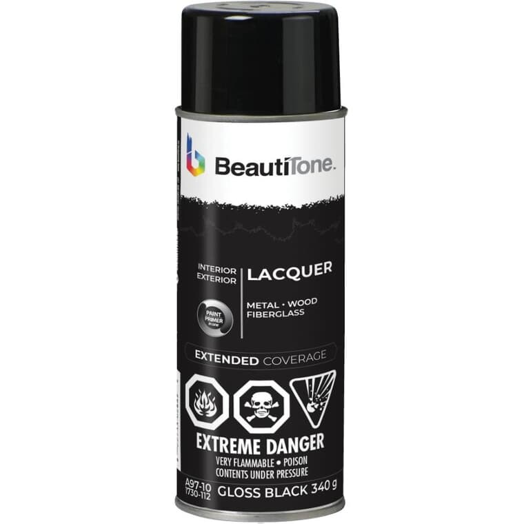 Lacquer Spray Paint - Gloss Black, 340 g