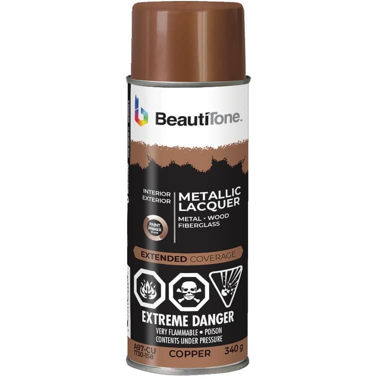 Metallic Lacquer Spray Paint - Gloss Copper, 340 g