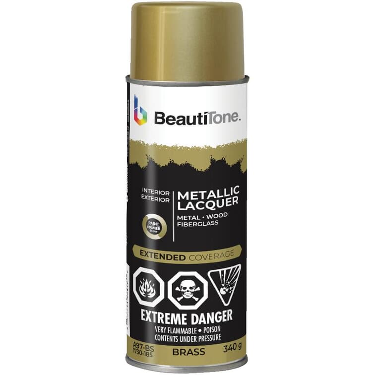 Metallic Lacquer Spray Paint - Gloss Brass, 340 g