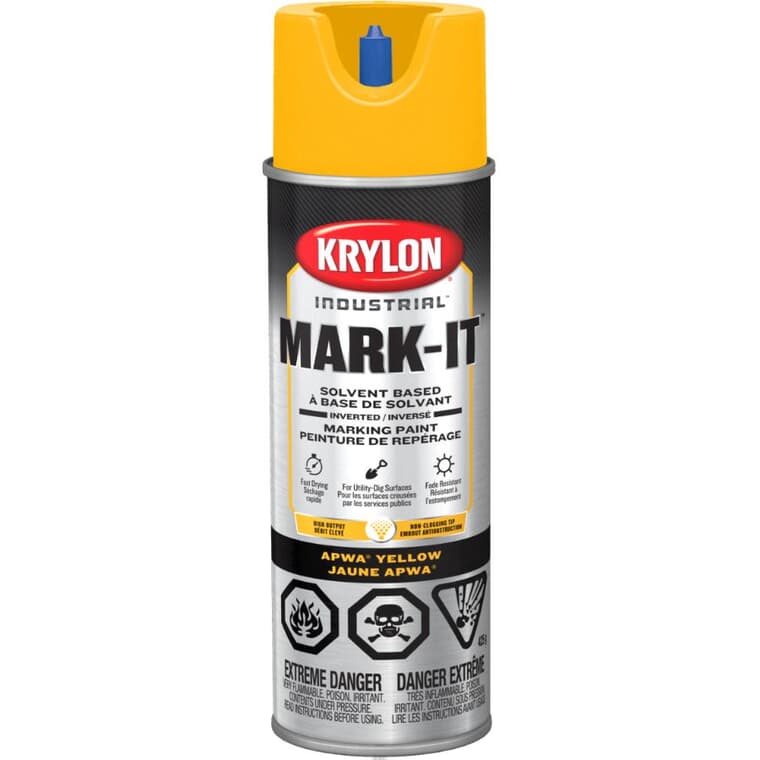 Professional Solvent-Based Marking Spray Paint - Yellow, 425 g