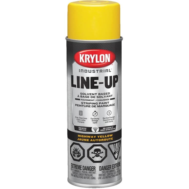 Professional Solvent-Based Striping Spray Paint - Highway Yellow, 510 g