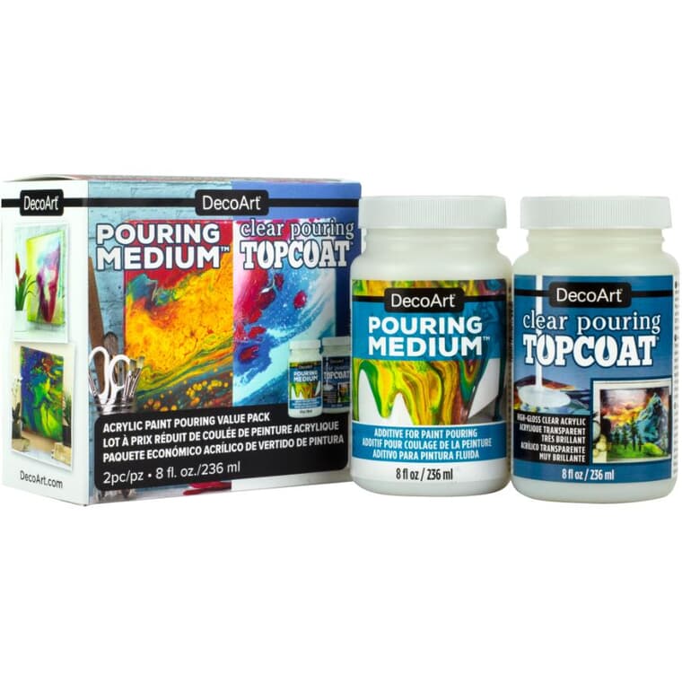 Medium & Topcoat Acrylic Paint Pouring Kit - 2 Pieces