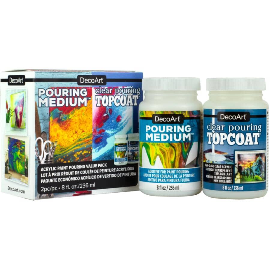 DECOART Medium & Topcoat Acrylic Paint Pouring Kit | Home Hardware