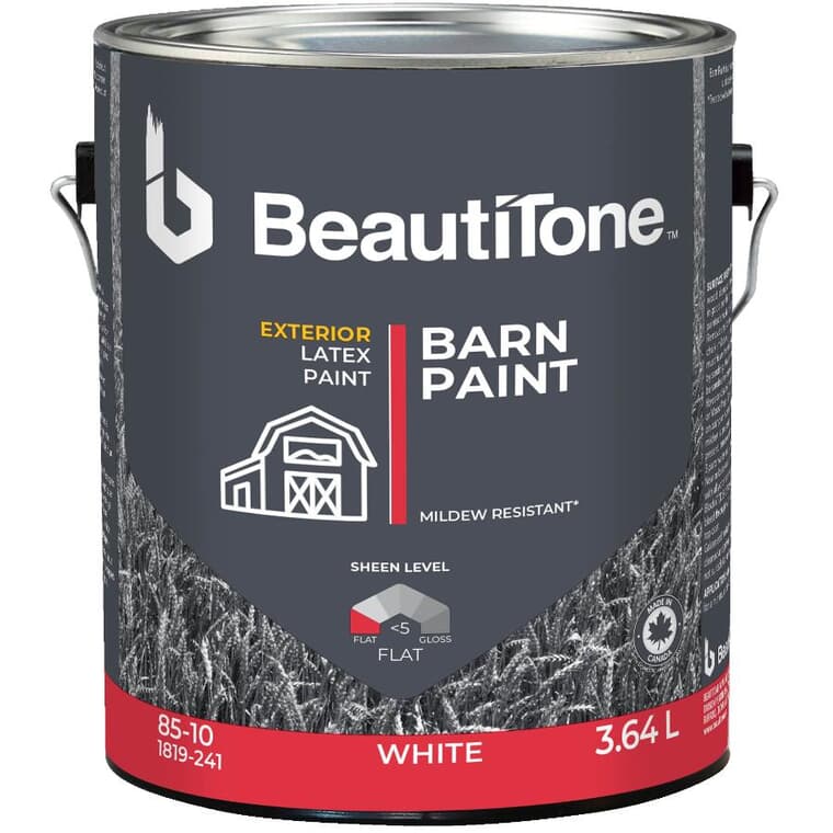 Exterior Latex Barn Paint - White, 3.64 L