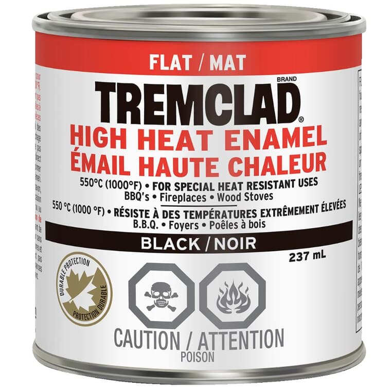 High Heat Enamel Paint - Flat Black, 237 ml
