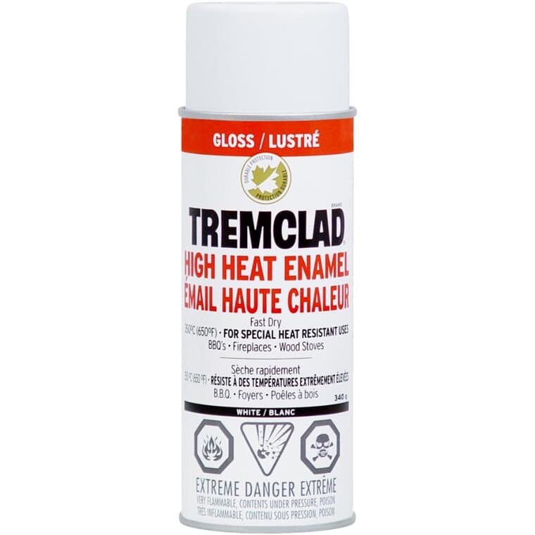 High Heat Enamel Spray Paint - Gloss White, 340 g