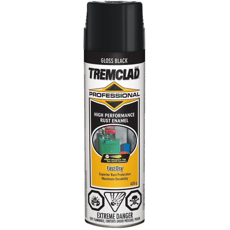 Professional High Performance Rust Enamel Spray Paint - Gloss Black, 426 g