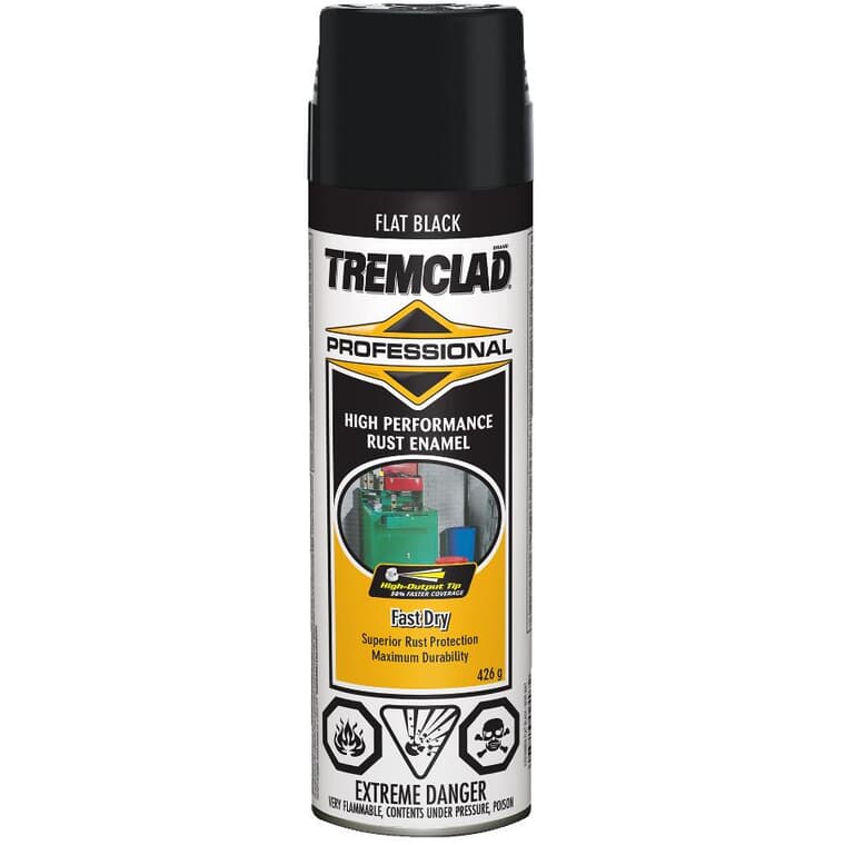 Professional High Performance Rust Enamel Spray Paint - Flat Black, 426 g