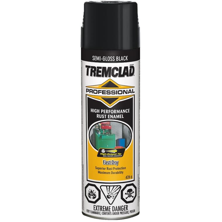 Professional High Performance Rust Enamel Spray Paint - Semi-Gloss Black, 426 g