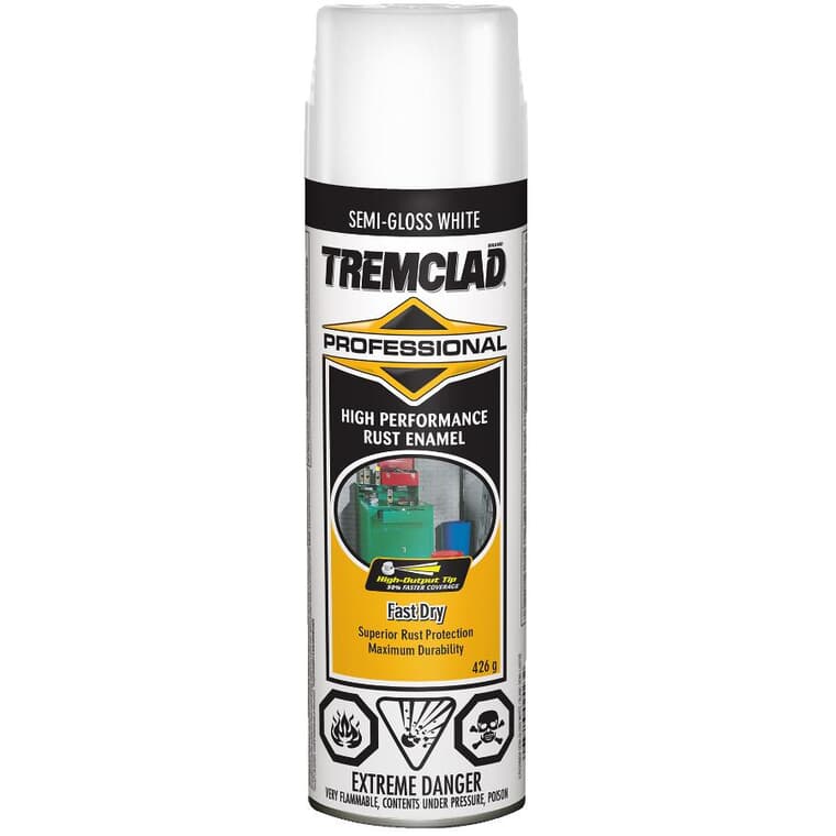 Professional High Performance Rust Enamel Spray Paint - Semi-Gloss White, 426 g