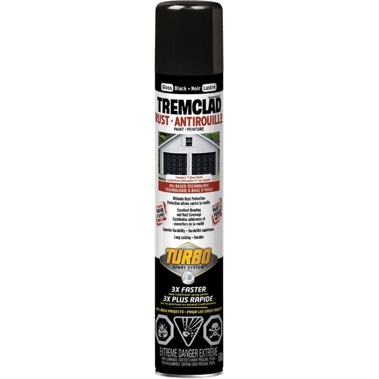 Turbo Rust Spray Paint - Gloss Black, 680 g
