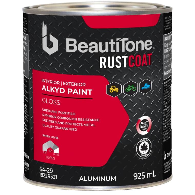 Alkyd Rust Paint - Gloss Aluminum, 925 ml