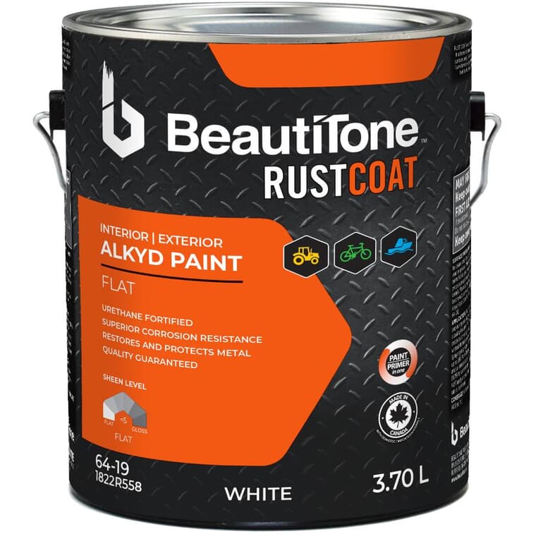 Alkyd Rust Paint - Flat White, 3.7 L