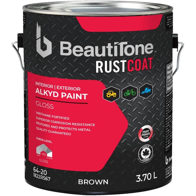 Alkyd Rust Paint - Gloss Brown, 3.7 L