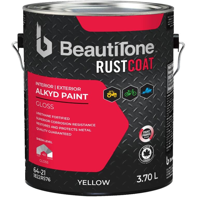 Alkyd Rust Paint - Gloss Yellow, 3.7 L