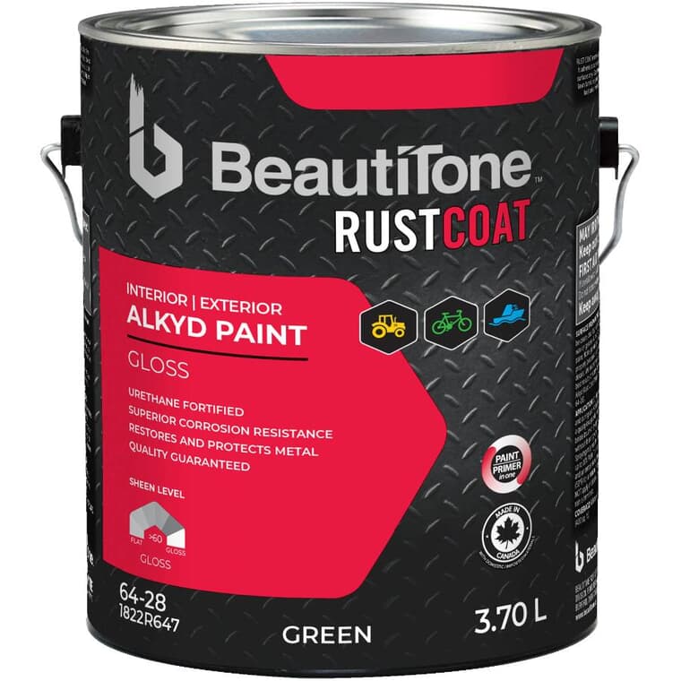 Alkyd Rust Paint - Gloss Green, 3.7 L
