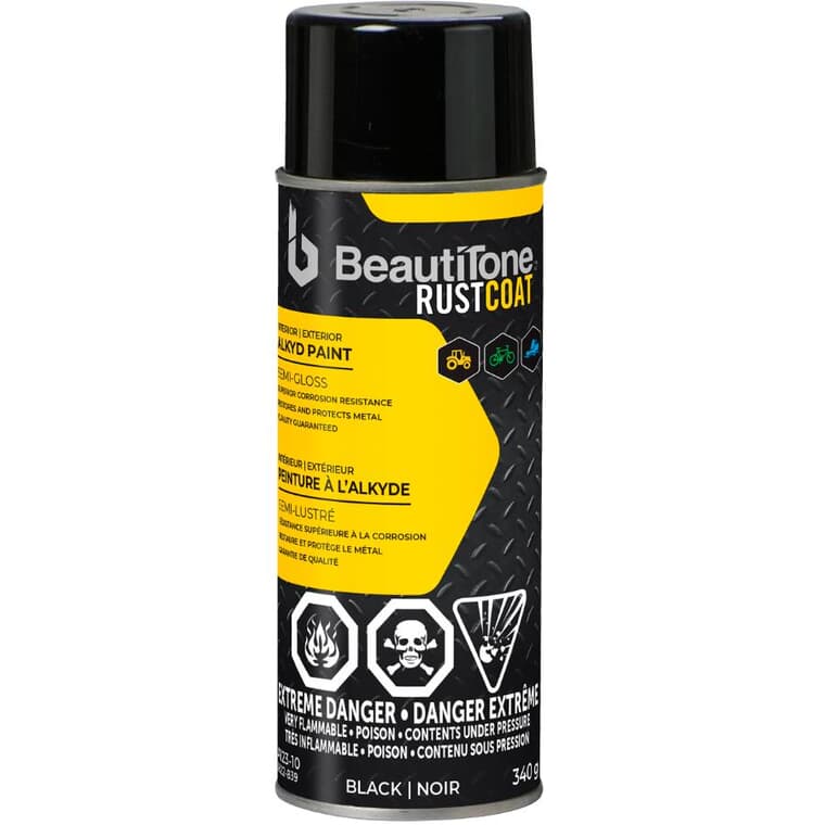 Alkyd Rust Spray Paint - Semi-Gloss Black, 340 g