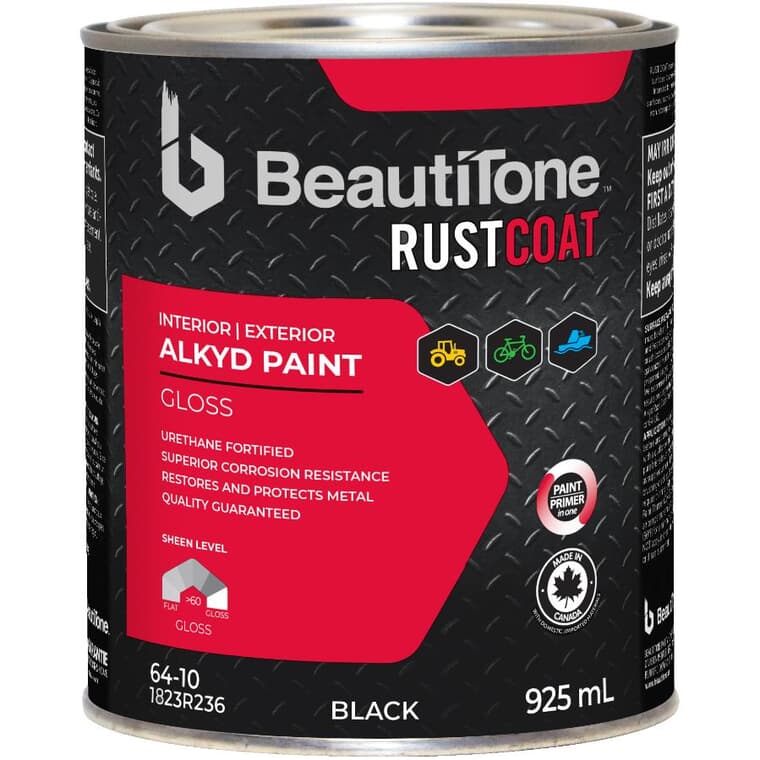 Alkyd Rust Paint - Gloss Black, 925 ml