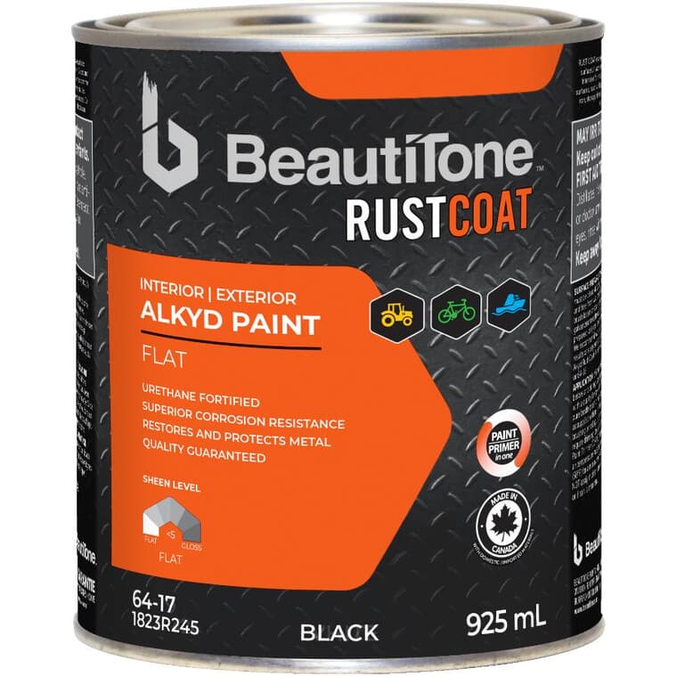 Alkyd Rust Paint - Flat Black, 925 ml