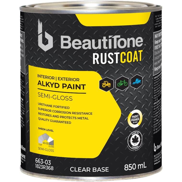 Alkyd Rust Paint - Semi-Gloss Clear Base, 850 ml