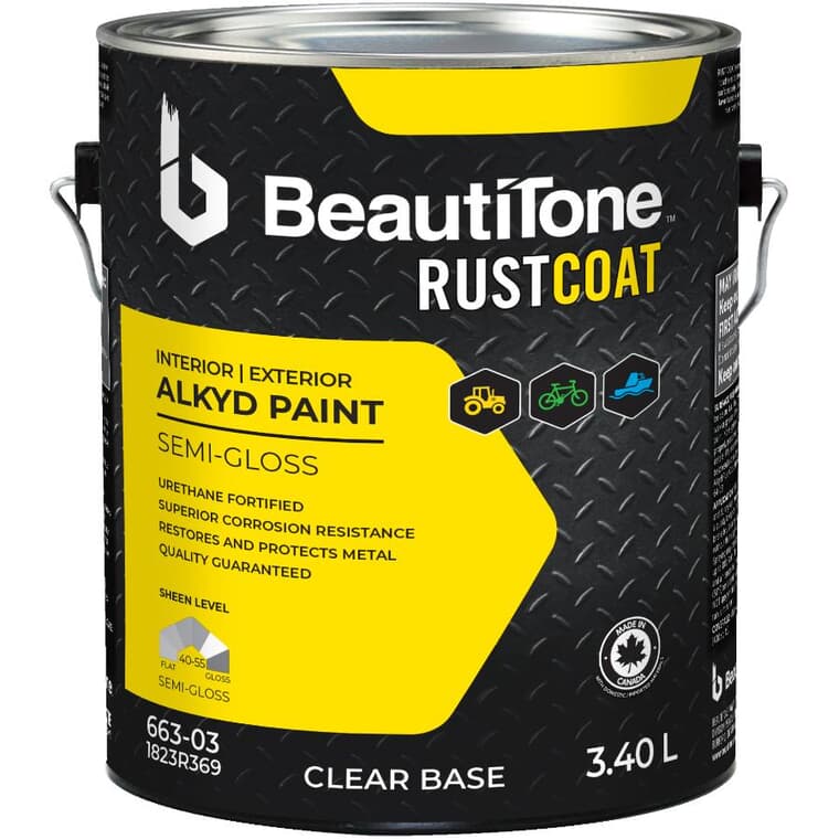 Alkyd Rust Paint - Semi-Gloss Clear Base, 3.4 L