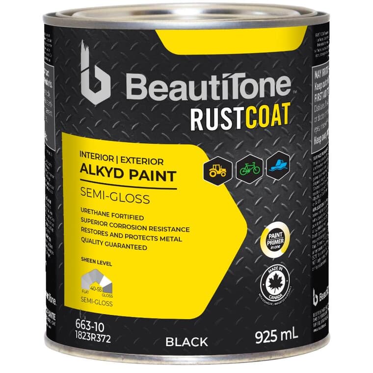 Alkyd Rust Paint - Semi-Gloss Black, 925 ml