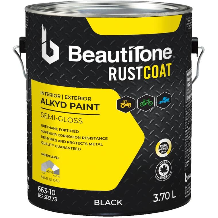 Alkyd Rust Paint - Semi-Gloss Black, 3.7 L
