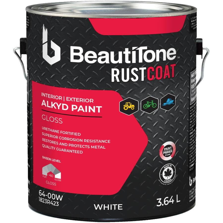 BEAUTITONE RUST COAT:Alkyd Rust Paint - Gloss White, 3.64 L